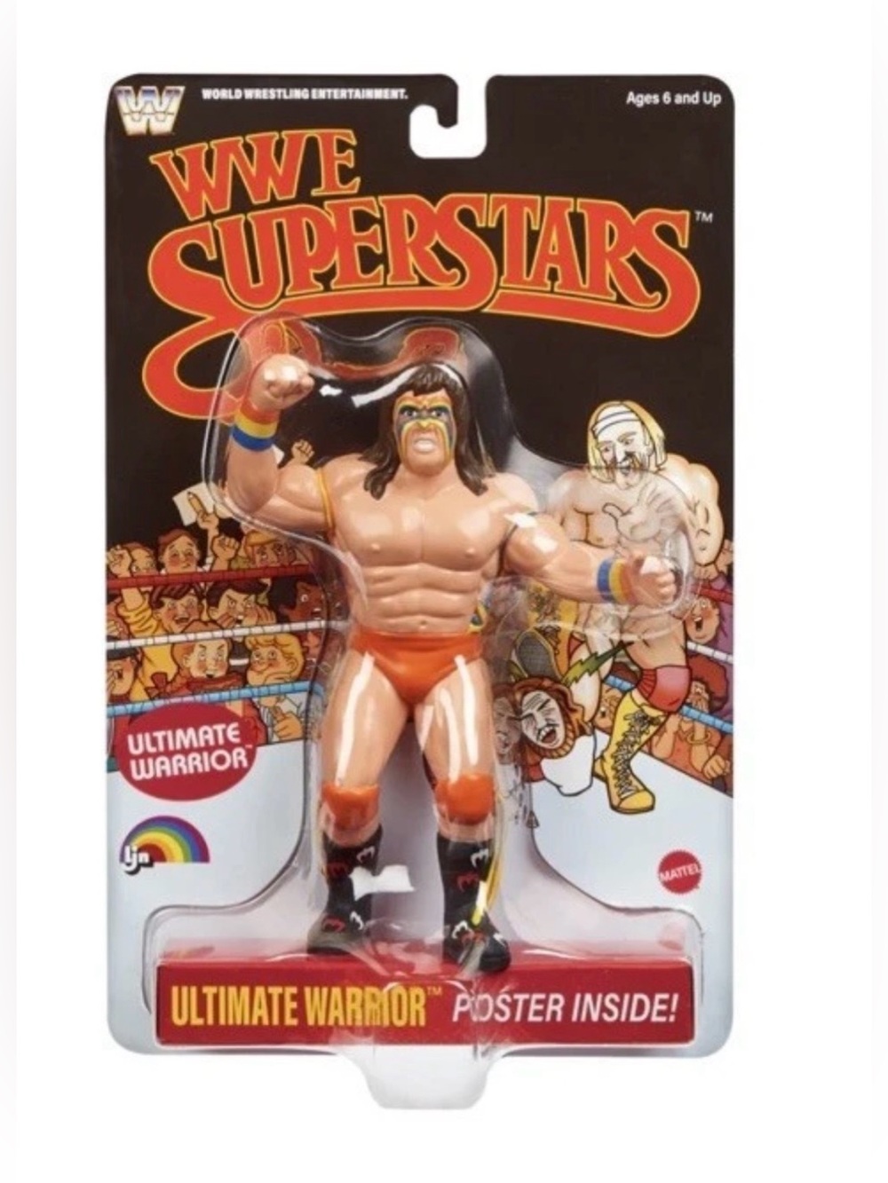 LJN WWE Superstars Ultimate Warrior Action Figure, 1980s Retro 8" Black Card